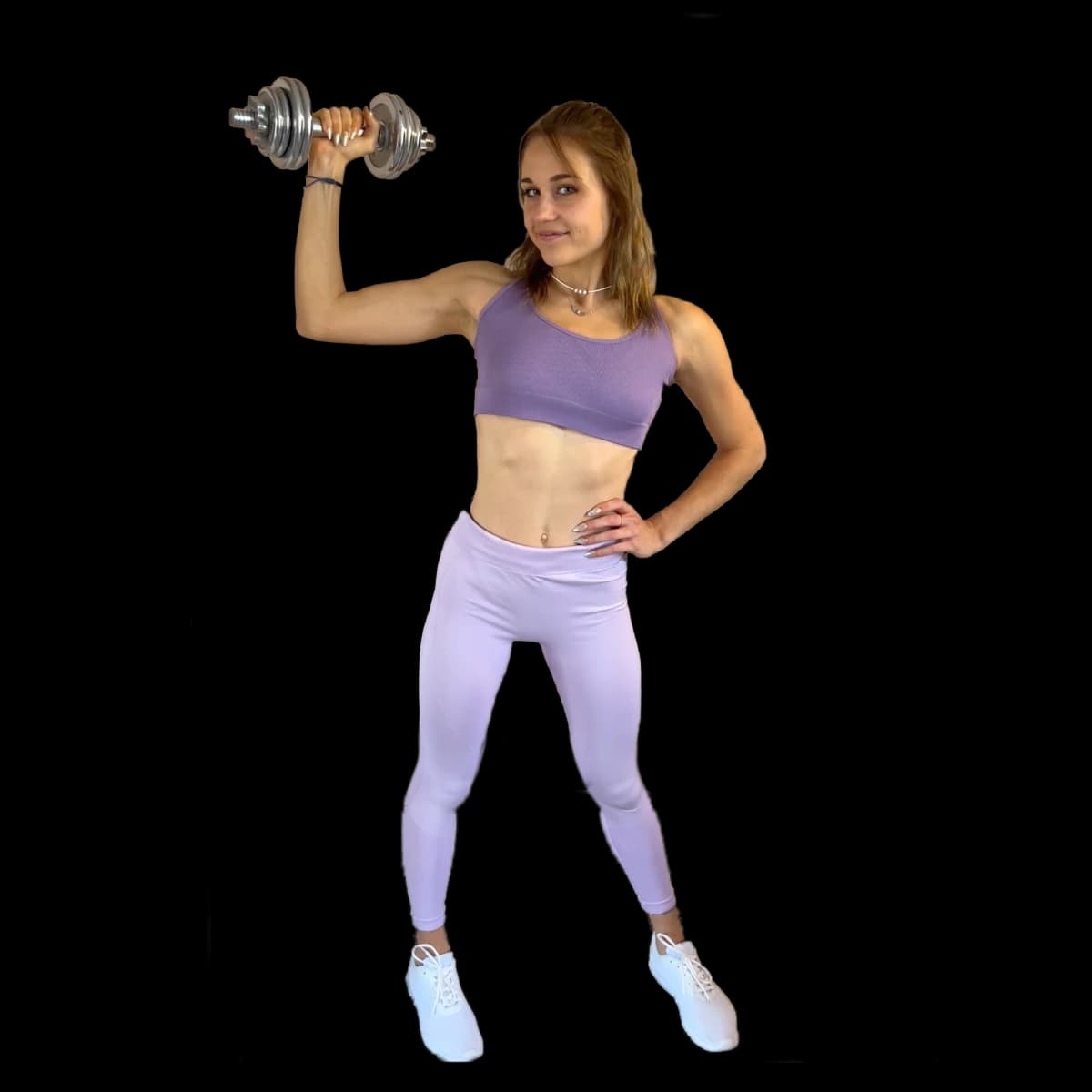 Kitti training with a dumbbell